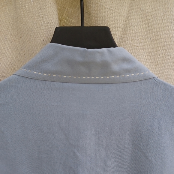 Vintage NWT Carroll Reed Light Blue Silk Button Up Shirt Women's Size L (14-16) - Picture 6 of 9